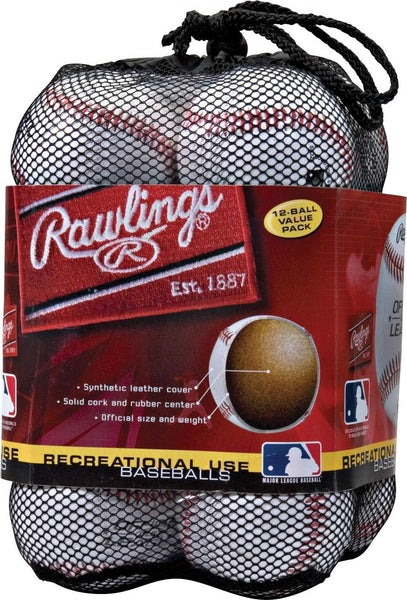 Rawlings | Official League Recreational Use Practice Baseballs | Youth | Bag of 12 | OLB3BAG12 | 12 Count