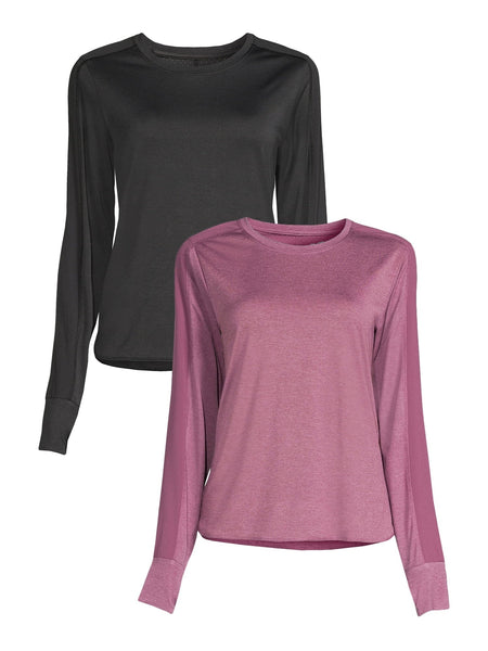 Avia Women's Performance Tee with Long Sleeves, 2-Pack